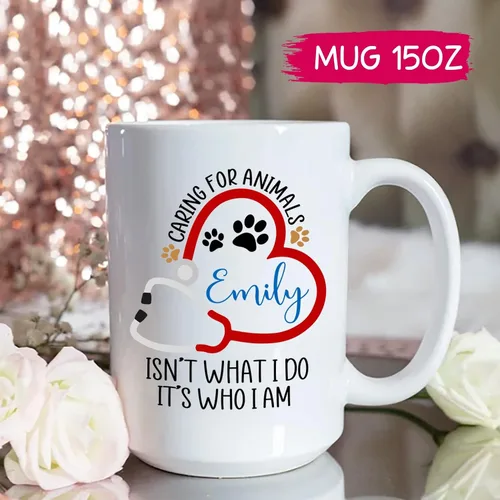 Miniatura 5 de Taza veterinaria personalizada, taza veterinaria de cuidado de animales, regalos para veterinarios, taza con nombre personalizado de veterinario
