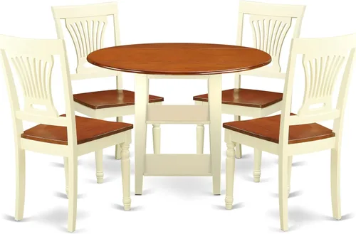 Miniatura 12 de East West Furniture SUPL3-BMK-C - Juego de mesa de comedor de 3 piezas contiene una mesa de comedor redonda con gotas y estantes y 2 sillas