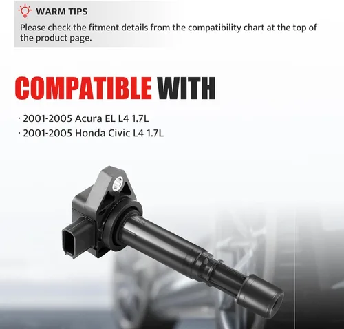 Miniatura 3 de NPAUTO Paquete de bobina de encendido de repuesto para Honda Civic 2001 2002 2003 2004 2005, Acura EL, 1.7L 1.7 L4, UF400 UF512 C1460, paquete de 4