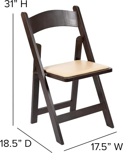 Miniatura 2 de EMMA + OLIVER Silla plegable de madera de chocolate con asiento acolchado de vinilo desmontable