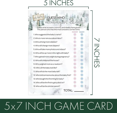 Miniatura 4 de DISTINCTIVS Baby It's Cold Outside Winter Baby Shower Games - All Things Winter and Mommy or Daddy - 20 tarjetas para invitados