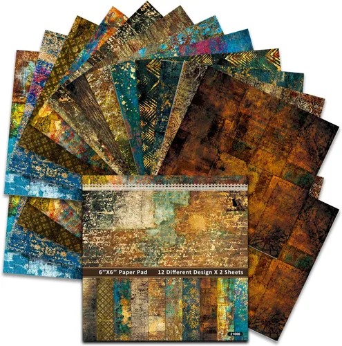 Miniatura 17 de BLEDS Papel de álbum de recortes, bloc de 24 hojas de papel para álbumes de recortes de manualidades de 12x12 pulgadas con patrón de galaxia
