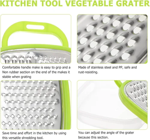 Miniatura 8 de BESTONZON Rallador de queso 2 en 1 para cocina con caja, rallador de verduras con recipiente de almacenamiento con mango