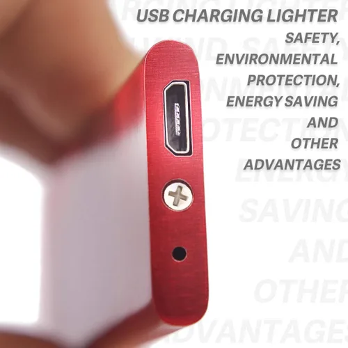 Miniatura 5 de Sensor inteligente de huellas dactilares a prueba de viento de doble cara Encendido de cigarrillos USB recargable Encendedor (rojo)