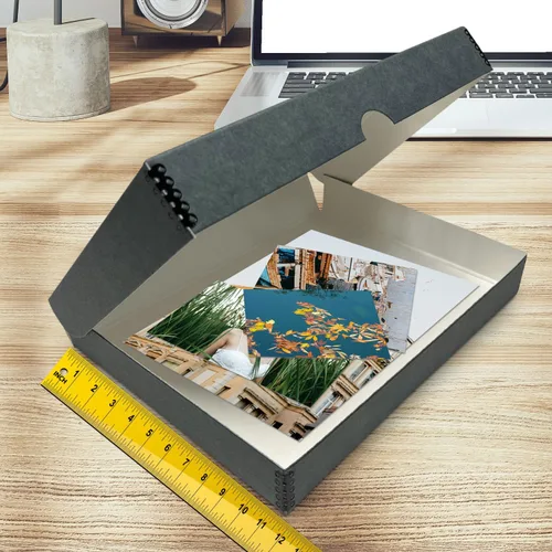 Miniatura 3 de Golden State Art, Archival - Caja de almacenamiento de 11 x 17 pulgadas, diseño de concha con borde de metal, conserva y almacena fotos, documentos