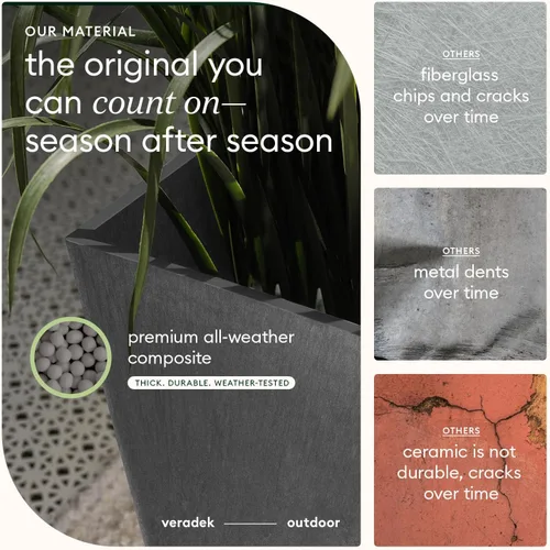 Miniatura 7 de Veradek V-Resin - Macetero cónico para interiores y exteriores, paquete de 2 (26 pulgadas, gris)