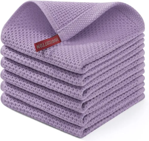 Miniatura 228 de Homaxy Paños de cocina de 100% algodón con tejido de gofre, ultra suaves, absorbentes, de secado rápido, 12 x 12 pulgadas, paquete de 6, amarillo