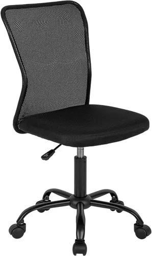 Silla de oficina ergonómica – Silla de computadora con respaldo medio con altura ajustable, moderna giratoria sin brazos, soporte de espalda