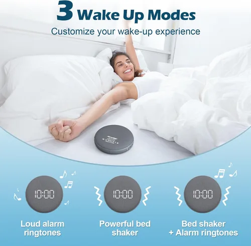 Miniatura 6 de REACHER Reloj despertador súper fuerte para personas de sueño pesado, adultos y adolescentes, reloj despertador vibratorio con vibrador de cama bajo