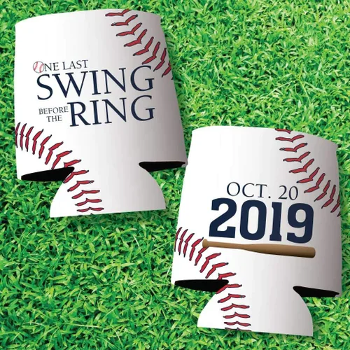 Miniatura 4 de VictoryStore Enfriadores de latas personalizados para despedida de soltero de béisbol, un último columpio antes del anillo, juego de 6 fundas