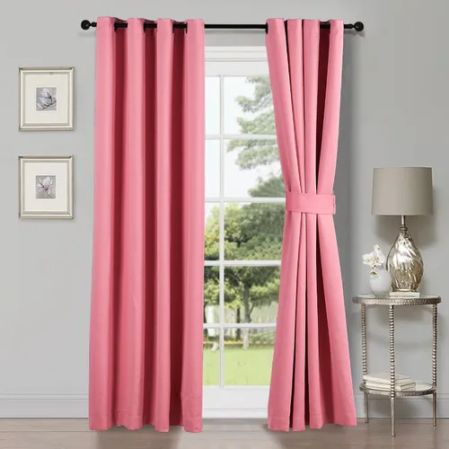 Miniatura 16 de HESTIN Juego de cortinas opacas de 4 piezas (incluye 2 paneles y 2 alzapaños), cortinas opacas con aislamiento térmico sólido con ojales