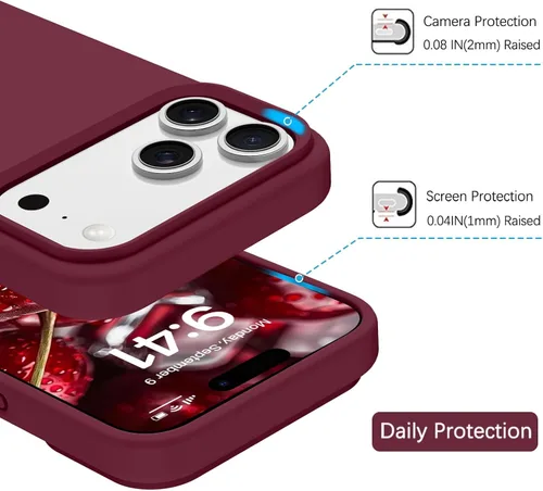 Miniatura 478 de GUAGUA Funda compatible con iPhone 17 Pro Max de 6.9 pulgadas, silicona líquida, goma de gel suave, delgada, forro de microfibra delgada