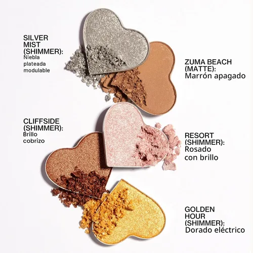 Miniatura 7 de Pacifica Paleta de sombras de ojos – Sombra de ojos mineral Malibu, tonos neutros mezclables con mate aterciopelado, brillante y metálico, infusión
