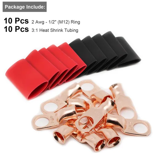 Miniatura 57 de TKDMR - Kit de 264 piezas de extremos de cable de batería, 132 piezas de terminales de anillo de lengüetas de cable de cobre resistentes AWG 8 6 4 2