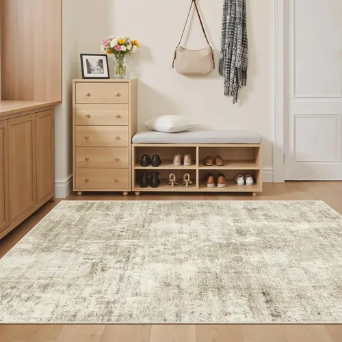 Miniatura 38 de Alfombra de pasillo Soalmost 2'6" x 10' lavable, alfombra antideslizante para cocina, baño, lavandería, alfombras vintage ultra delgadas para Beige