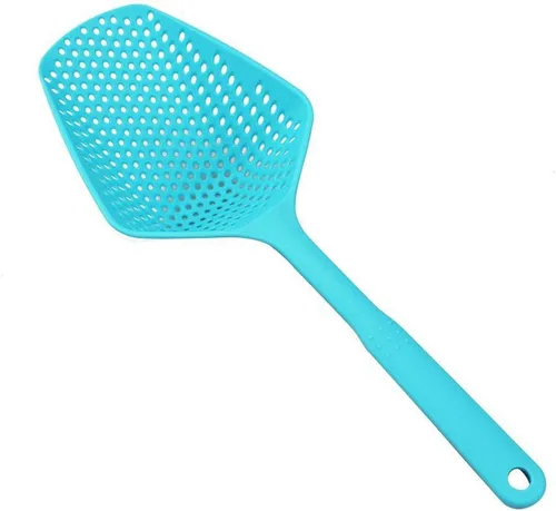 SEIWEI Cuchara coladora grande, colador de herramientas de mango largo, cuchara de drenaje, colador de pasta resistente al calor, cocina para Azul