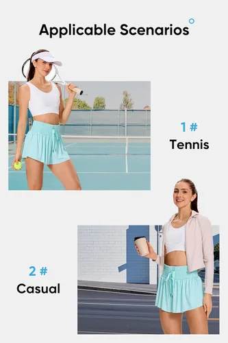 Miniatura 6 de Blaosn Pantalones cortos deportivos fluidos para mujer, entrenamiento, correr, gimnasio, yoga, falda pantalón de cintura alta, falda de sudor, ropa
