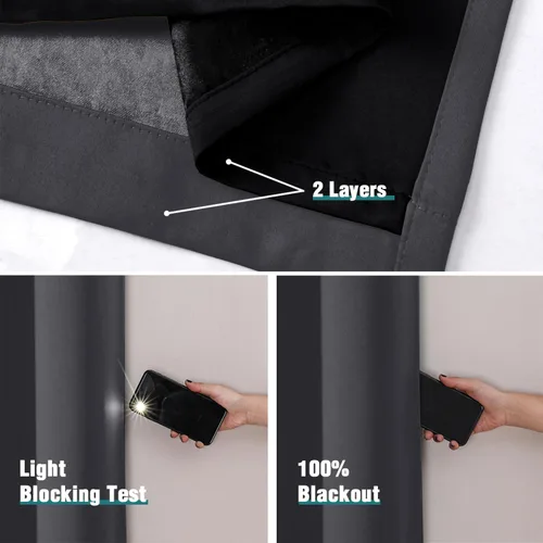 Miniatura 4 de ChrisDowa Cortinas 100% Opacas para Dormitorio con Forro Negro, 2 Capas Gruesas Totalmente Opacas con Aislamiento Térmico y Ojales, Cortinas de Gris