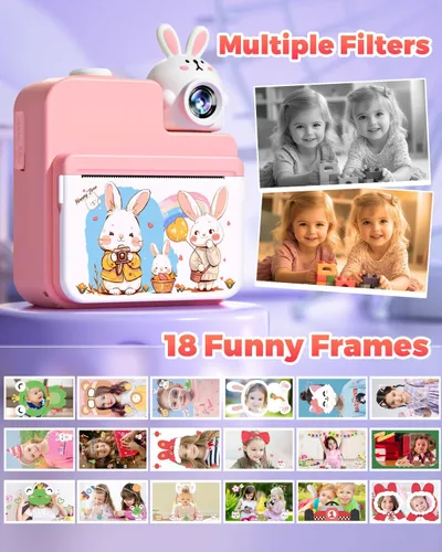 Miniatura 5 de Cámara para niños con impresión instantánea, juguetes, regalos de Navidad y cumpleaños para niñas y niños, cámara digital para niños de 3.0