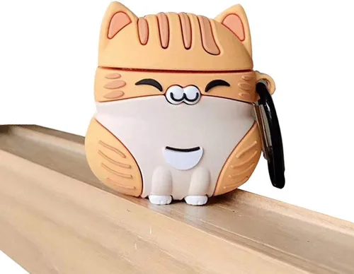 UR Sunshine Funda para AirPods 1/2, funda para AirPods de gato de la suerte sentada, funda para AirPods de gel de silicona TPU suave compatible con