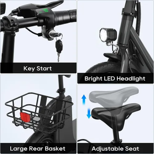 Miniatura 5 de RIDWIND Electric Scooter with Seat for Adults, 450W Motor Foldable E Scooter for Adults with LCD Display,15.5MPH, 20 Miles Range, Max Load 265LB