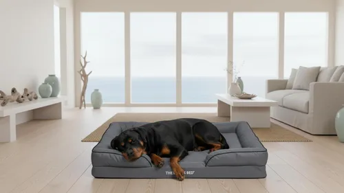 Miniatura 2 de The Dog's Bed - Cama para perros de espuma con soporte para perros XXL, Oxford gris, cama para perro lavable con forro impermeable extraíble, base