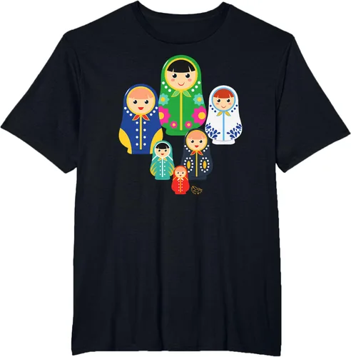 Miniatura 32 de Matryoshka Russian Nesting Dolls, Rusia - Camiseta de regalo, Azul / Patchwork, S