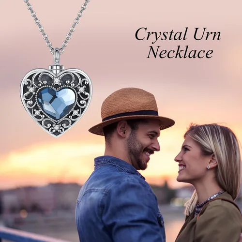 Miniatura 26 de YFN Collares de urna para cenizas, de plata de ley, alas de ángel de la guarda, collares de urna para cenizas, cremación de mascotas, joyería