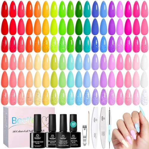 Miniatura 13 de Beetles - Juego de esmaltes de uñas de gel, 20 colores, colección Cozy Campfire Shade, juego de esmaltes de gel naranja, amarillo, verde, marrón