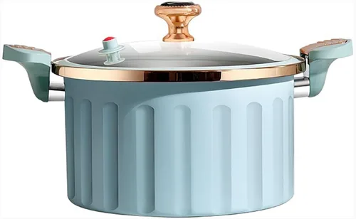 Miniatura 7 de Olla a presión de esmalte antiadherente (8L) Olla multifuncional con tapa, sello de silicona, válvula a prueba de derrames, olla de presión (A)
