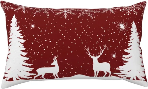 Funda de almohada de invierno con diseño de copo de nieve de Navidad, fundas de almohada lumbares de alce, fundas de cojín rectangulares decorativas