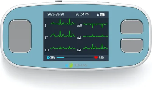 EMAY 6L Monitor ECG portátil | Graba ECG y frecuencia cardíaca en 6 canales | Compatible con Smartphone y PC | No se requiere suscripción
