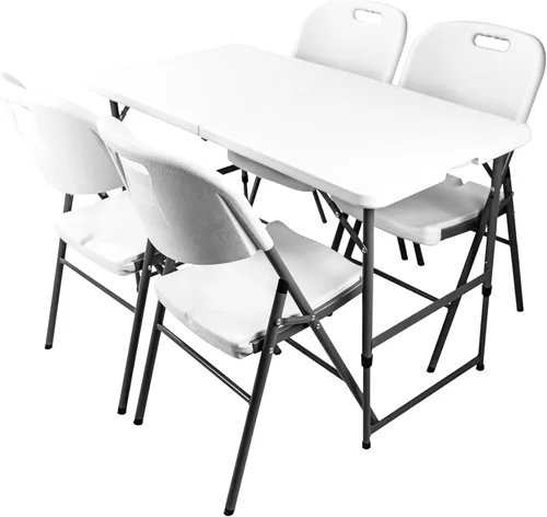 Miniatura 8 de VTOY Mesa plegable de 4 pies (24 x 48 pulgadas), mesa resistente para interiores y exteriores con asa de transporte, mesa plegable para picnic