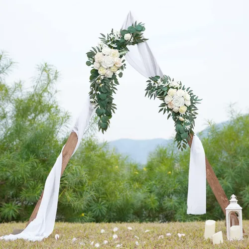 Miniatura 6 de ponatia Flores de Arco de Boda (Paquete de 2), Flores de Boda Artificiales Blancas para Decoraciones de Señales de Bienvenida de Boda y Flores