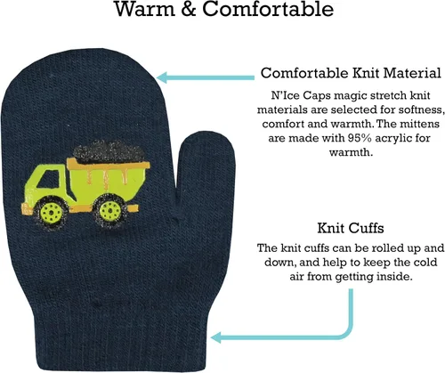Miniatura 4 de N'Ice Caps 3 pares de guantes elásticos mágicos para niños y niñas pequeños