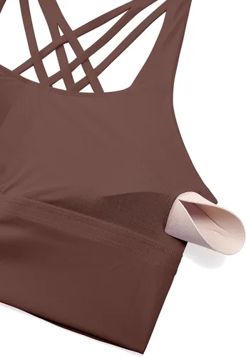 Miniatura 5 de CRZ YOGA - Brasieres deportivos de linea larga con tirantes delgados para mujer, sin aros, acolchados, cruzados, para yoga, cortados, sin mangas
