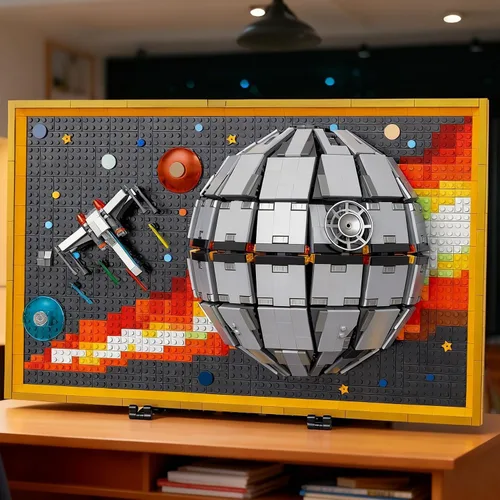 Miniatura 5 de SZRUIZITEC Kit de 1566 piezas de bloques de construcción de la Estrella de la Muerte, arte de pared (de gran tamaño e incompatible con Lego)