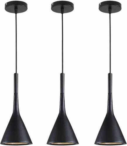 KCO Lighting - Lámpara colgante industrial ajustable, color negro, vintage, 3 luces colgantes, moderna, estilo granja, mini lámpara colgante de