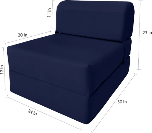 Miniatura 2 de D&D Futon Furniture - Silla plegable de espuma, sofá de estudio, colchón plegable de espuma para invitados (6 x 24 x 70 pulgadas, azul marino)