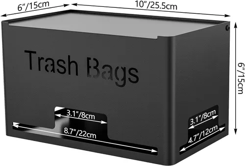 Miniatura 2 de STWWO Dispensador Grande para Bolsas de Basura, Dispensador de Bolsas de Basura de Metal con Soporte para Rollos, Organizador de Almacenamiento