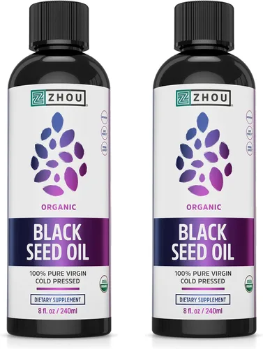 ZHOU Aceite de semilla negra orgánico, aceite de semilla de comino negro prensado en frío, Nigella Sativa, líquido de semillas negras puro sin