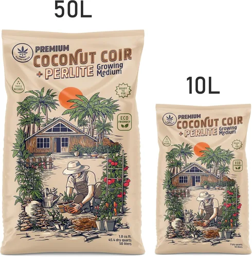 Miniatura 4 de Happy Trees Medio de Cultivo de Fibra de Coco y Perlita, Mezcla para Macetas, Inicio de Semillas, Calidad Premium Triple Lavado para Baja Sal/EC