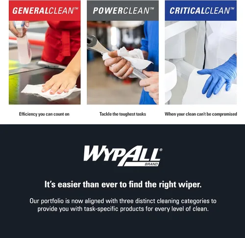 Miniatura 11 de WypAll PowerClean X80 Paños de Limpieza de Uso Pesado (41043), Jumbo, Toallas de Uso Extendido, Azul (1 Rollo de 455 Hojas, Total de 455 Hojas)