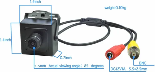 Miniatura 3 de Mini cámara CCTV analógica con cable Lente gran angular de 0.098 in (con 0.142 in para repuesto) CMOS 700TVL con filtro IR Cámara de seguridad a