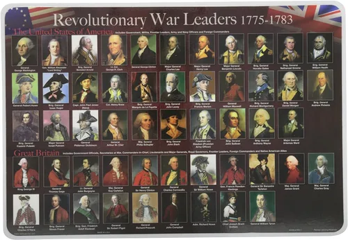 Miniatura 4 de Painless Learning Juego de manteles individuales educativos de los generales de la guerra civil, líderes revolucionarios de la guerra y Declaración