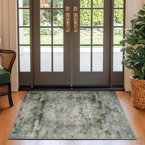 Miniatura 189 de Jinchan Fiora - Alfombra redonda de 8 pies, alfombras vintage con diseño floral envejecido, lavable a máquina, antideslizante, de pelo bajo, Azul