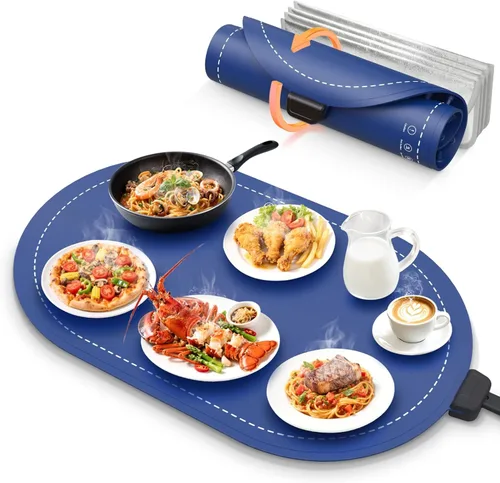 Miniatura 10 de Tapete de calentamiento para alimentos con almohadilla resistente al calor (24 x 15 pulgadas), tapete de calentamiento de alimentos para encimera
