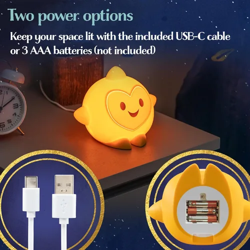 Miniatura 6 de Disney Wish Squishy Light, luz nocturna para niños, lámpara USB, funciona con pilas, regulable, luz de estrella ideal para dormitorio, sala