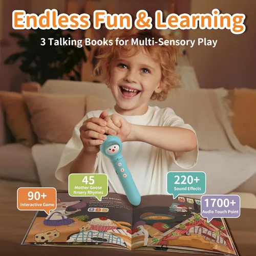 Miniatura 3 de alilo Juegos de libros de bolígrafo parlante para niños pequeños de 3 a 6 años, juguetes electrónicos de aprendizaje para niños, con 3 libros