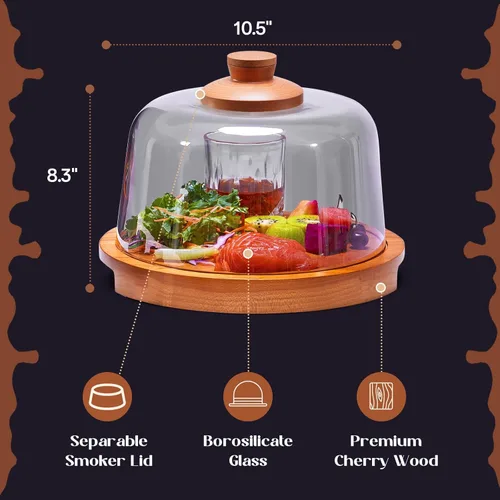 Miniatura 6 de Kit para Ahumar Cócteles con Base de Madera y Cúpula de Vidrio, Perfecto para Infundir Sabores Afumados en Cócteles a la Antigua, Whisky y Alimentos